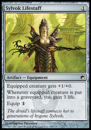 Sylvok Lifestaff (Scars of Mirrodin) Light Play Foil