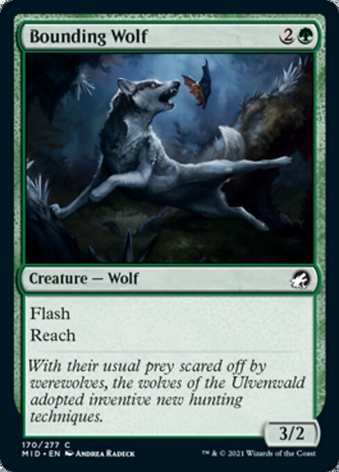 Bounding Wolf (Innistrad: Midnight Hunt) Light Play Foil