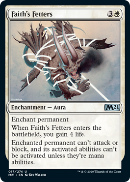 Faith's Fetters (Magic 2021 Core Set) Light Play Foil