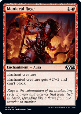 Maniacal Rage (Magic 2020 Core Set) Light Play Foil