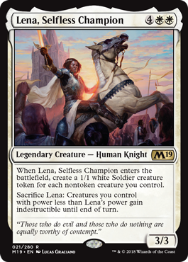 Lena, Selfless Champion (Magic 2019 Core Set) Light Play