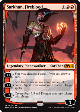 Sarkhan, Fireblood (Magic 2019 Core Set) Medium Play