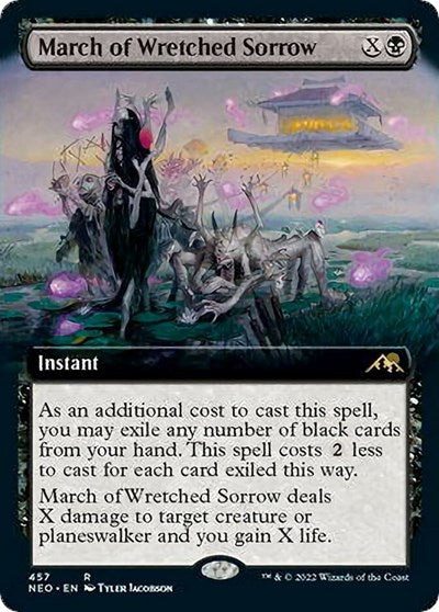March of Wretched Sorrow (Extended Art) (Kamigawa: Neon Dynasty) Light Play