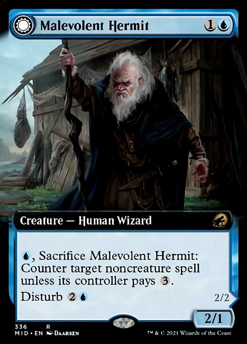 Malevolent Hermit / Benevolent Geist (Extended Art) (Innistrad: Midnight Hunt) Near Mint Foil